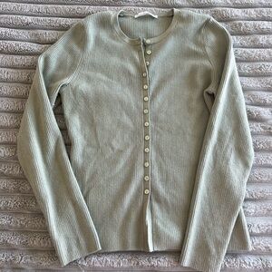 Abercrombie and Fitch Slim Ribbed Sweater Cardigan- Olive Green- M